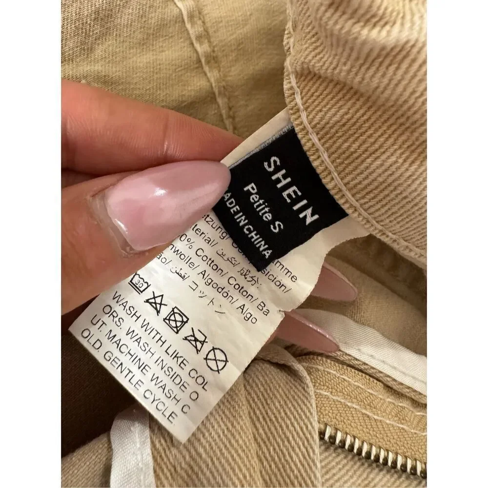 Miami Vice Cargo Pants Size small Beige Wide Leg Loose Fit Tan